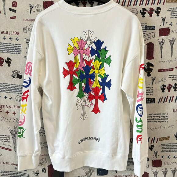 Chrome Hearts Cemetery Multi Color Cross Crewneck White - Picture 5 of 8